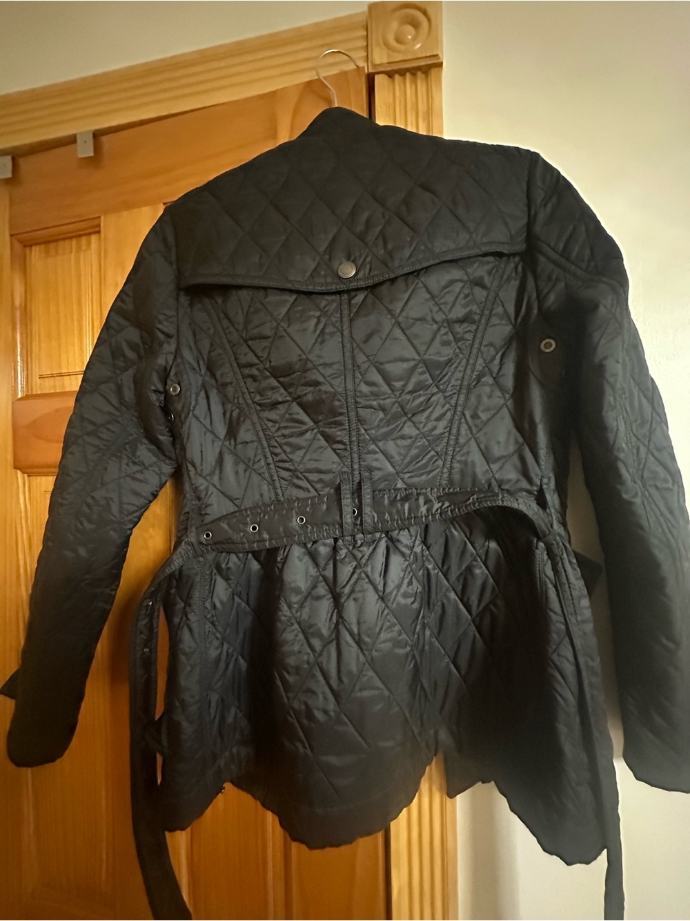 Burberry Black Quilted Belted Trench Jacket